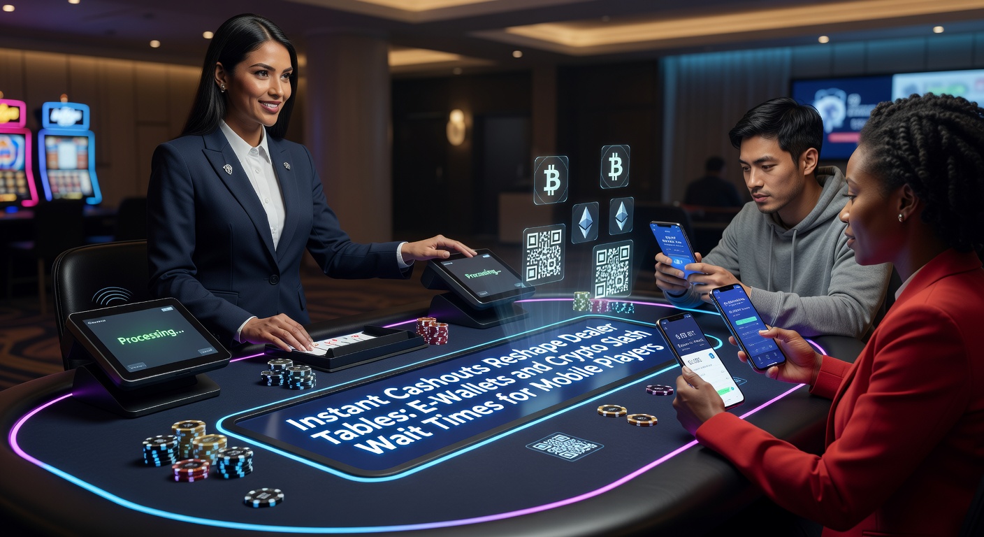 Mobile-Spieler am Smartphone mit Live-Dealer-Tisch und E-Wallet-Symbolen im Hintergrund, die schnelle Auszahlungen symbolisieren