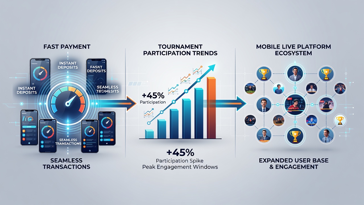 Mobile Live-Plattform mit Turnierübersicht und Zahlungsoptionen